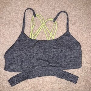 Grey and Neon Yellow Strappy Forever 21 Active Sports bra